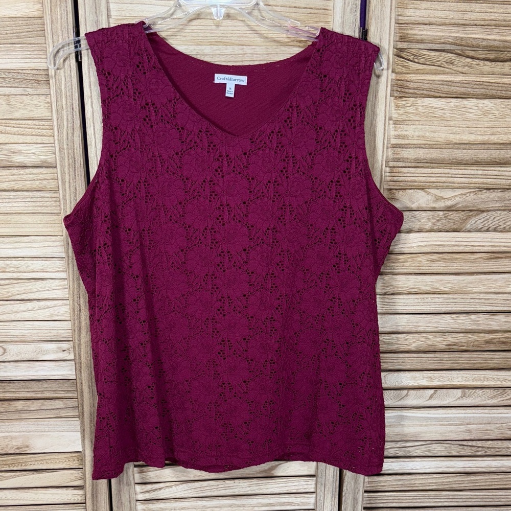 Croft & Barrow Fuchsia Sleeveless Lined Shirt Size 1X